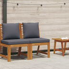 vidaXL Modular-Mittelsofa mit Dunkelgrauen Kissen Akazie Massivholz