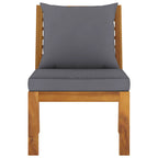 vidaXL Modular-Mittelsofa mit Dunkelgrauen Kissen Akazie Massivholz