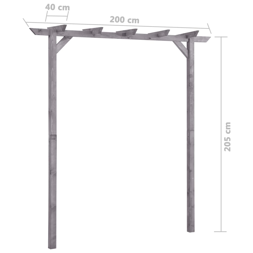 vidaXL Garten-Pergola Grau 200x40x205 cm Imprägniertes Kiefernholz