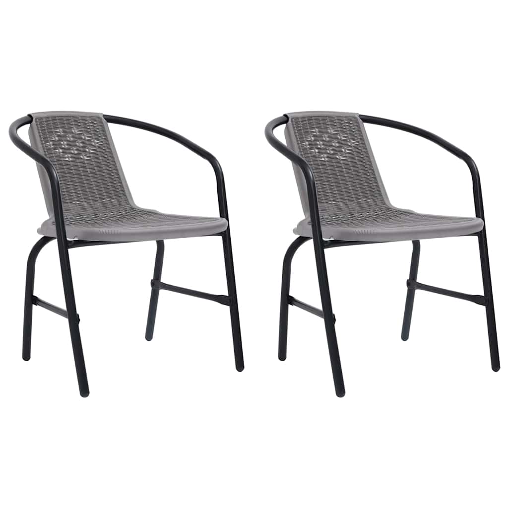 vidaXL Gartenstühle 2 Stk. Kunststoff Rattan-Optik und Stahl 110 kg