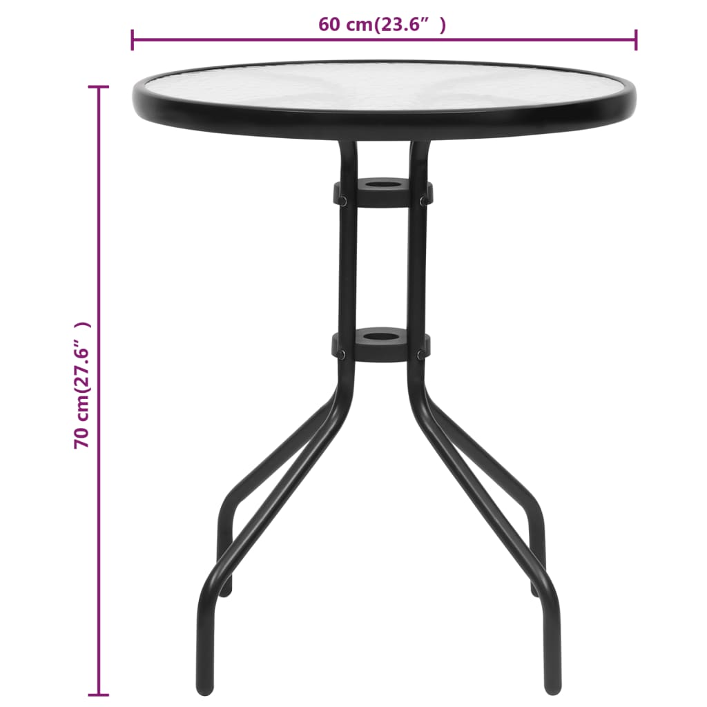 vidaXL Gartentisch Schwarz Ø60x70 cm Stahl