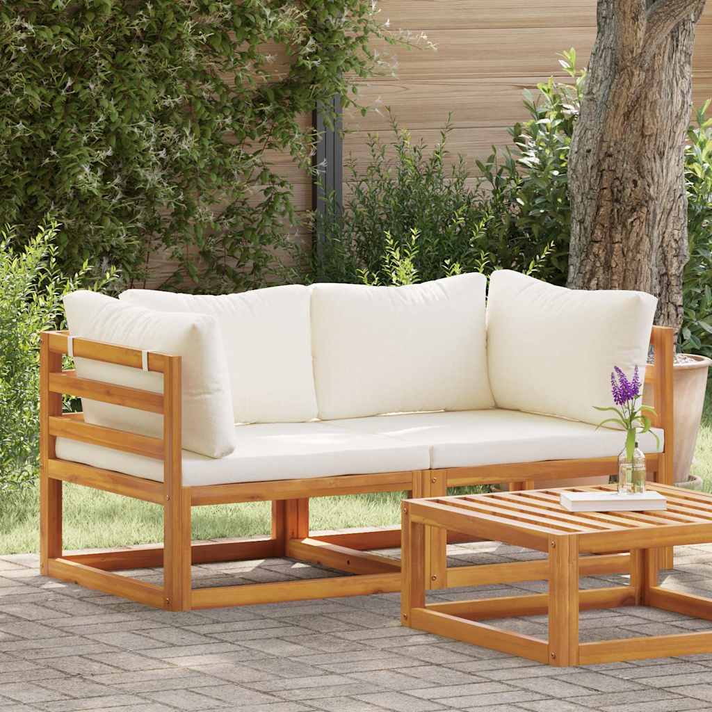 vidaXL Modulare Ecksofas 2 Stk. mit Auflagen Cremeweiß