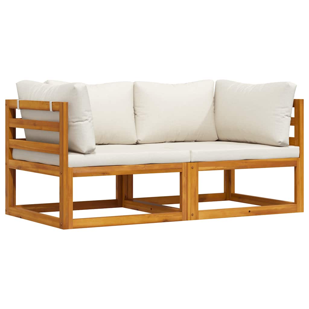 vidaXL Modulare Ecksofas 2 Stk. mit Auflagen Cremeweiß