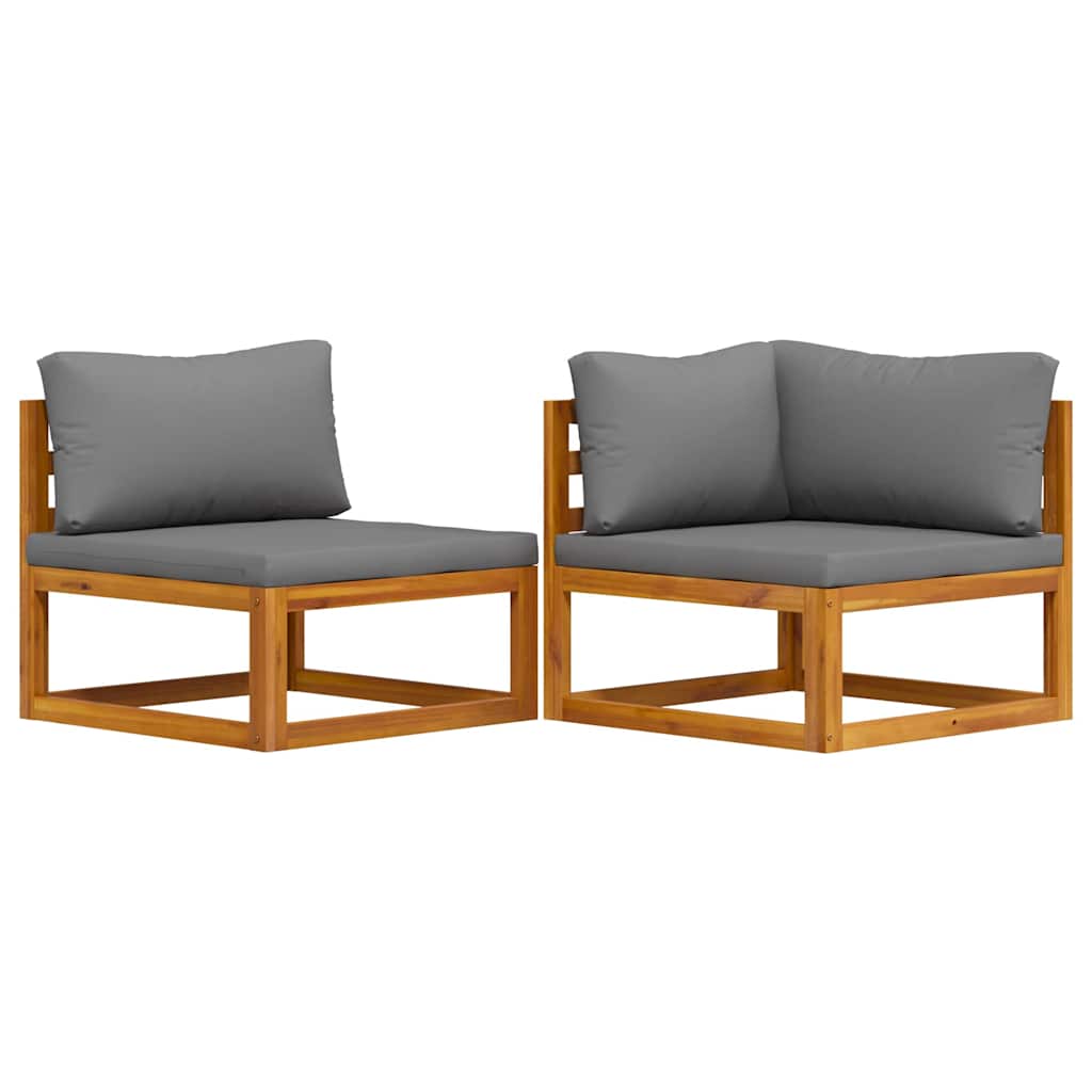 vidaXL 2-tlg. Sofa-Set mit dunkelgrauen Kissen Akazie Massivholz
