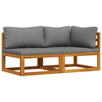vidaXL 2-tlg. Sofa-Set mit dunkelgrauen Kissen Akazie Massivholz