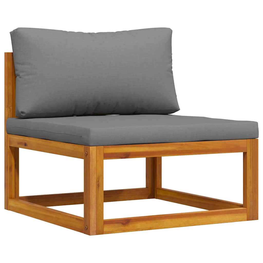 vidaXL 2-tlg. Sofa-Set mit dunkelgrauen Kissen Akazie Massivholz