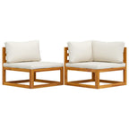 vidaXL 2-tlg. Sofa-Set mit cremeweißen Kissen Akazie Massivholz