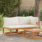 vidaXL 2-tlg. Sofa-Set mit cremeweißen Kissen Akazie Massivholz