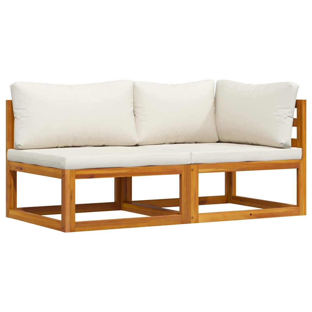 vidaXL 2-tlg. Sofa-Set mit cremeweißen Kissen Akazie Massivholz