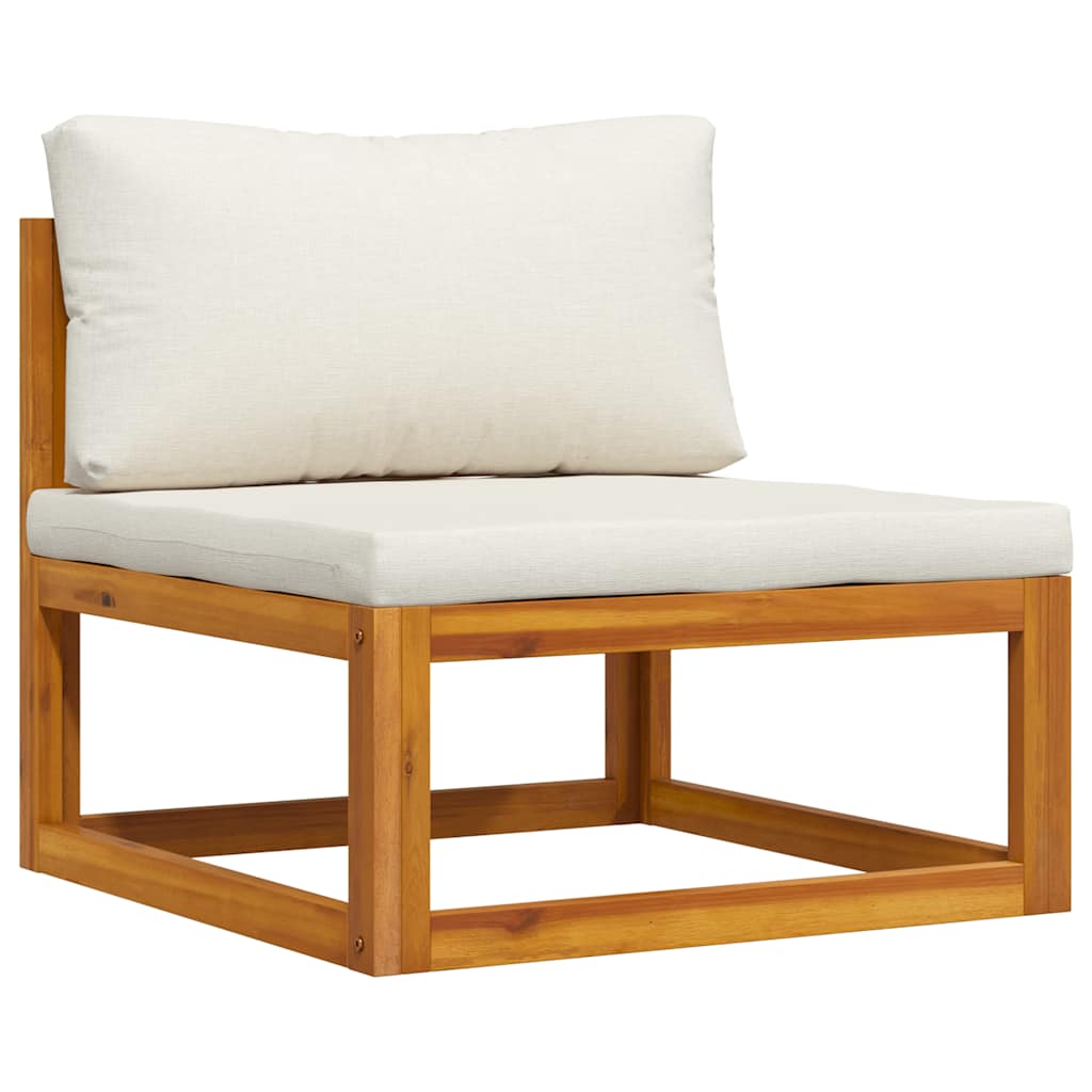 vidaXL 2-tlg. Sofa-Set mit cremeweißen Kissen Akazie Massivholz
