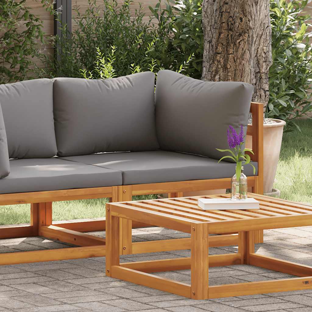 vidaXL Modular-Ecksofa mit Dunkelgrauen Kissen Akazie Massivholz