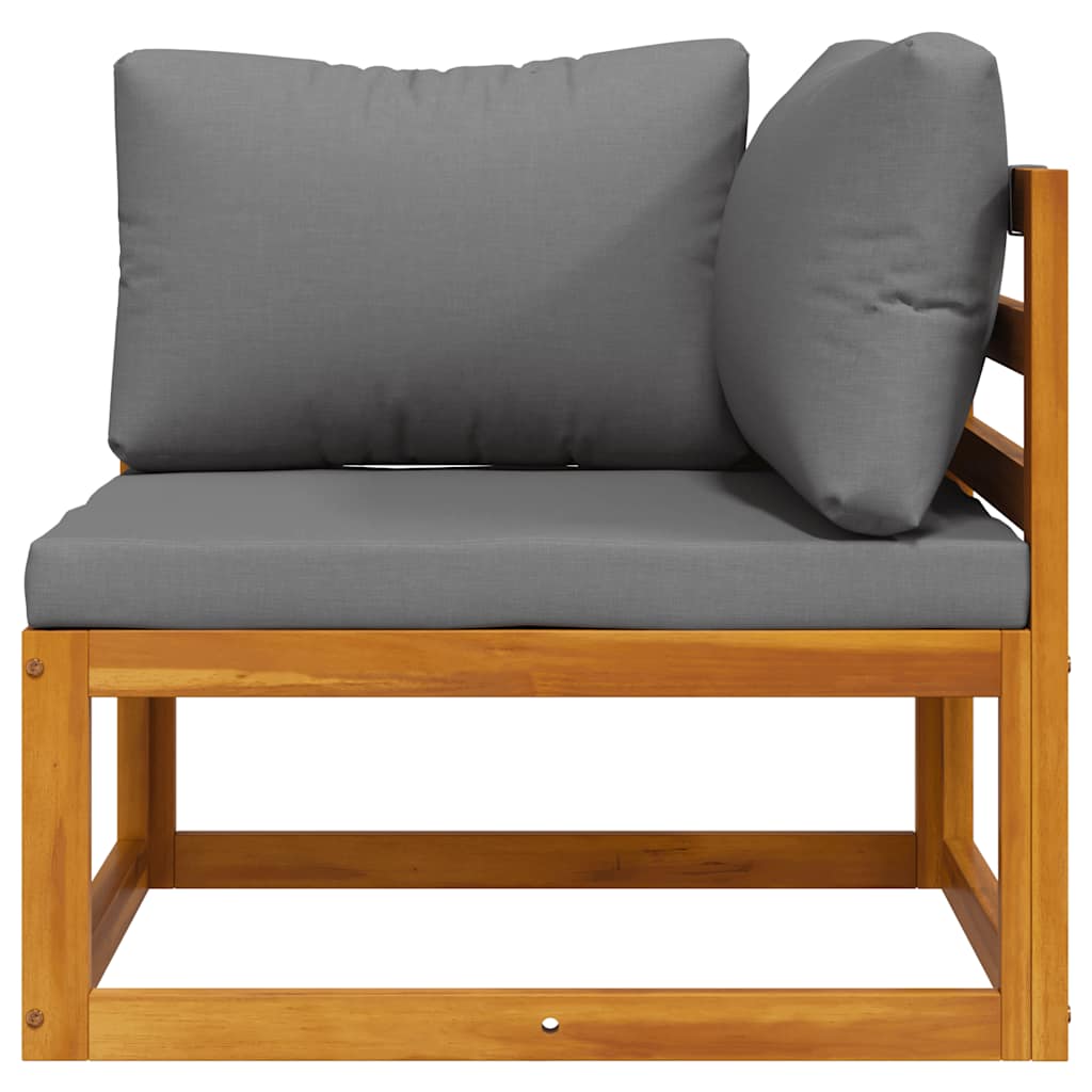 vidaXL Modular-Ecksofa mit Dunkelgrauen Kissen Akazie Massivholz