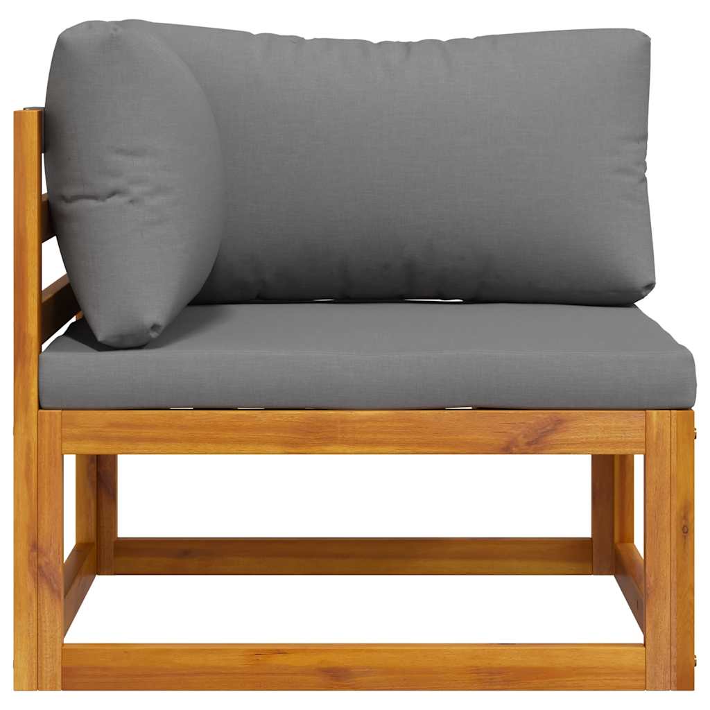 vidaXL Modular-Ecksofa mit Dunkelgrauen Kissen Akazie Massivholz