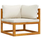 vidaXL Modular-Ecksofa mit Cremeweißen Kissen Akazie Massivholz
