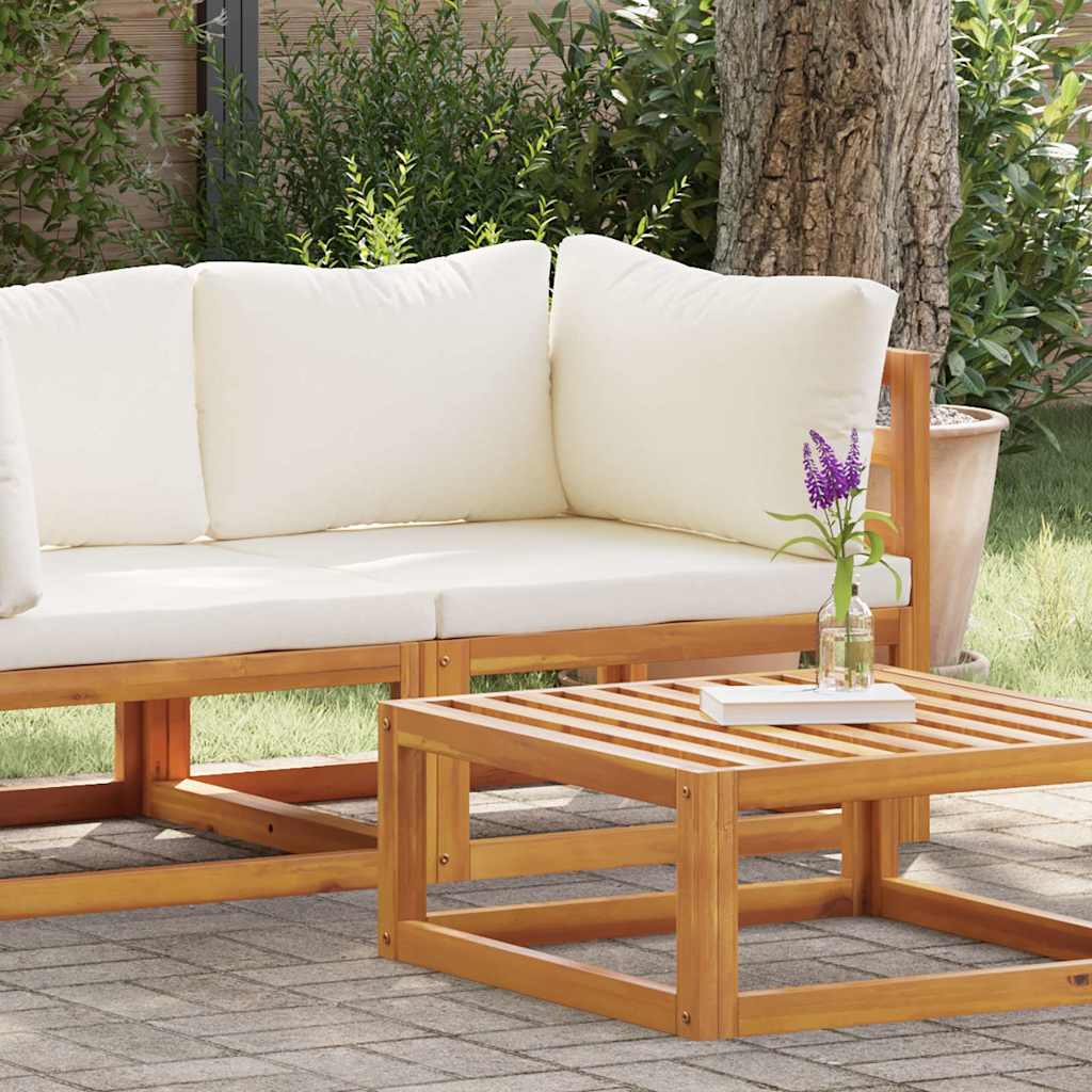 vidaXL Modular-Ecksofa mit Cremeweißen Kissen Akazie Massivholz