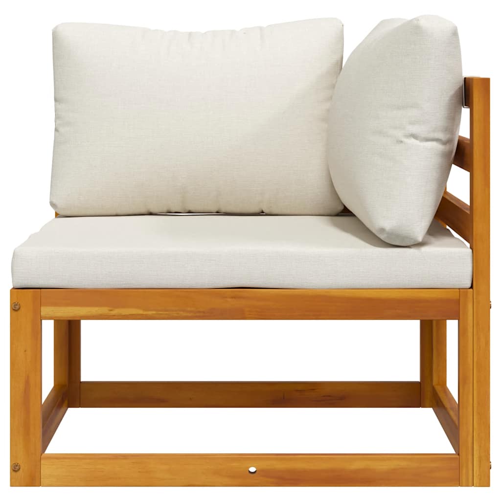 vidaXL Modular-Ecksofa mit Cremeweißen Kissen Akazie Massivholz