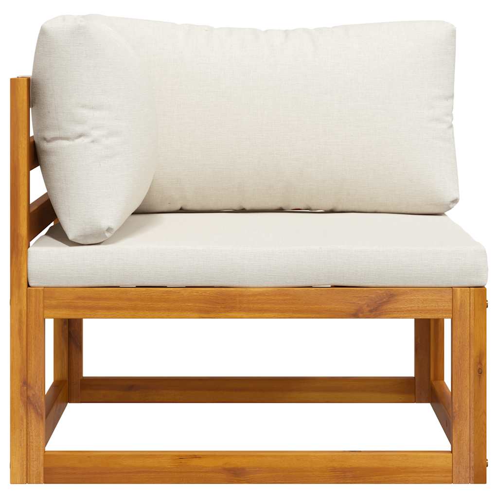 vidaXL Modular-Ecksofa mit Cremeweißen Kissen Akazie Massivholz