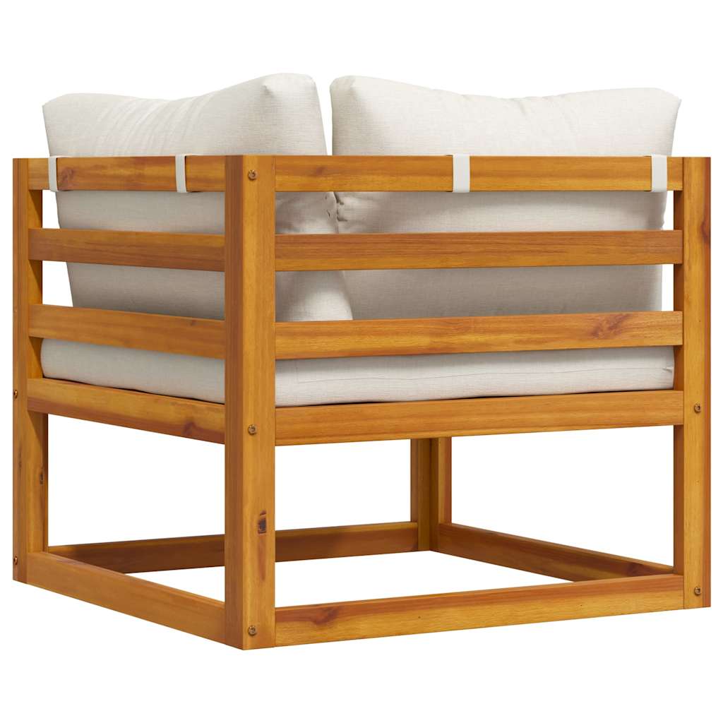 vidaXL Modular-Ecksofa mit Cremeweißen Kissen Akazie Massivholz