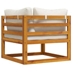 vidaXL Modular-Ecksofa mit Cremeweißen Kissen Akazie Massivholz