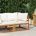 vidaXL Modular-Ecksofa mit Cremeweißen Kissen Akazie Massivholz