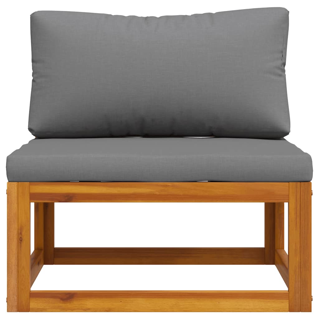 vidaXL Modular-Mittelsofa mit Dunkelgrauen Kissen Akazie Massivholz