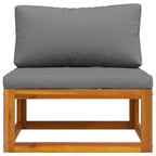 vidaXL Modular-Mittelsofa mit Dunkelgrauen Kissen Akazie Massivholz