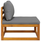 vidaXL Modular-Mittelsofa mit Dunkelgrauen Kissen Akazie Massivholz
