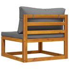 vidaXL Modular-Mittelsofa mit Dunkelgrauen Kissen Akazie Massivholz