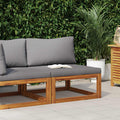 vidaXL Modular-Mittelsofa mit Dunkelgrauen Kissen Akazie Massivholz