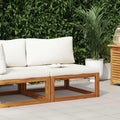 vidaXL Modular-Mittelsofa mit Cremeweißen Kissen Akazie Massivholz