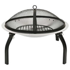 vidaXL 2in1 Feuerschale und Grill mit Schürhaken 56x56x49 cm Edelstahl