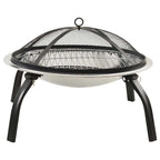 vidaXL 2in1 Feuerschale und Grill mit Schürhaken 56x56x49 cm Edelstahl