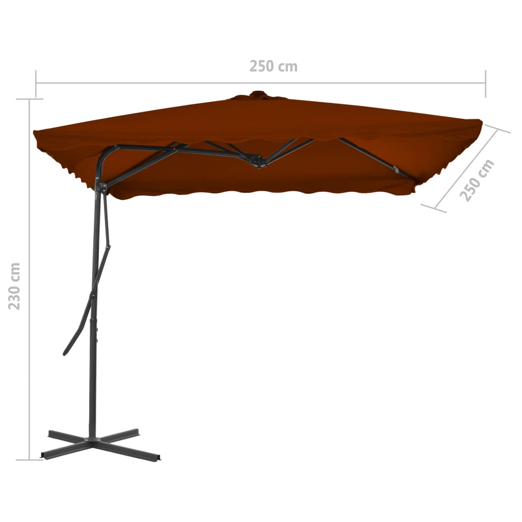 vidaXL Sonnenschirm mit Stahl-Mast 250x250x230 cm Terrakotta