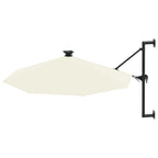 vidaXL Sonnenschirm zur Wandmontage mit LEDs 300 cm Sandweiß
