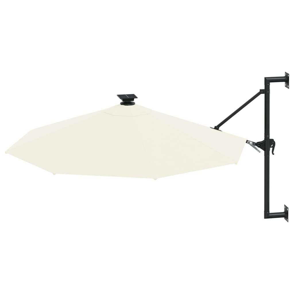 vidaXL Sonnenschirm zur Wandmontage mit LEDs 300 cm Sandweiß