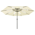 vidaXL Sonnenschirm mit LED-Beleuchtung 400 cm Sandweiß