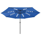 vidaXL Sonnenschirm mit LED-Beleuchtung 400 cm Azurblau