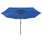vidaXL Sonnenschirm mit LED-Beleuchtung 400 cm Azurblau