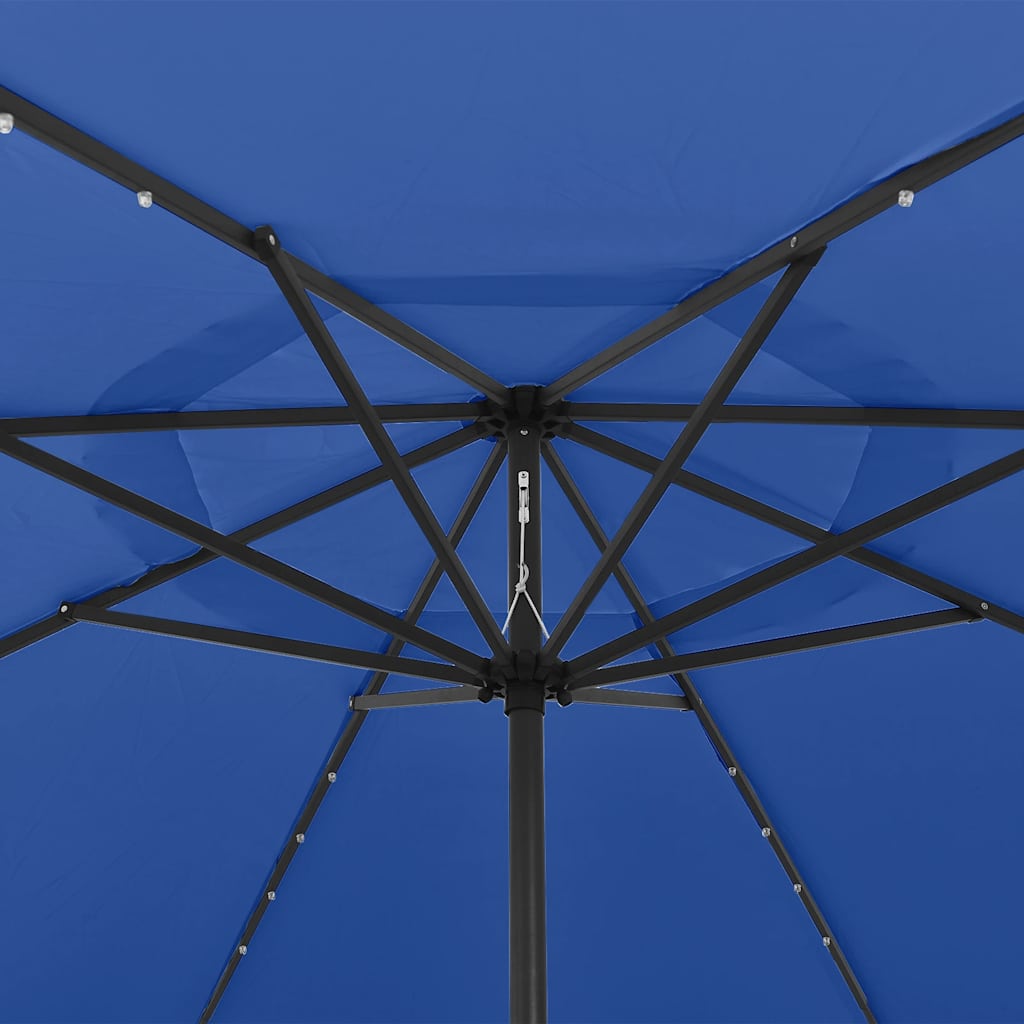 vidaXL Sonnenschirm mit LED-Beleuchtung 400 cm Azurblau