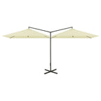 vidaXL Doppel-Sonnenschirm mit Stahl-Mast 600x300 cm Sandweiß