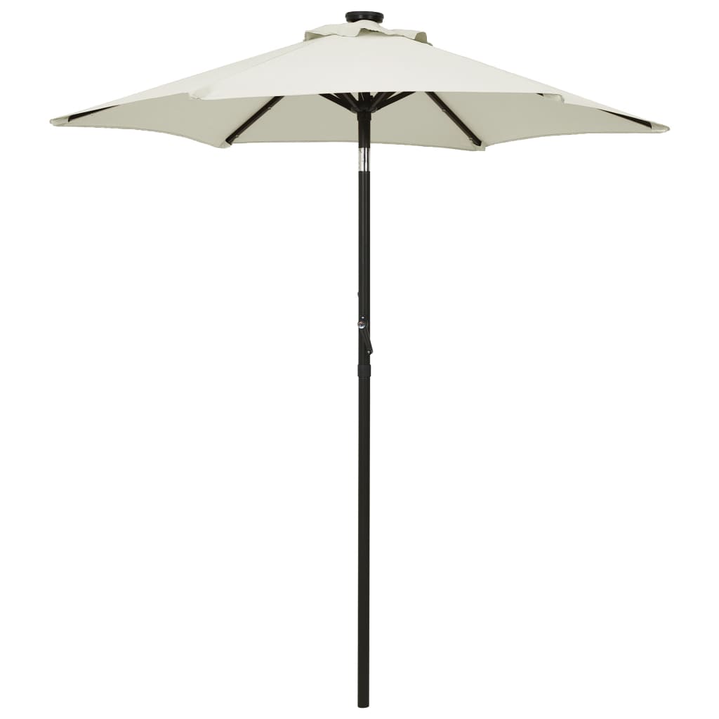 vidaXL Sonnenschirm mit LED-Beleuchtung Sandweiß 200x211 cm Alu