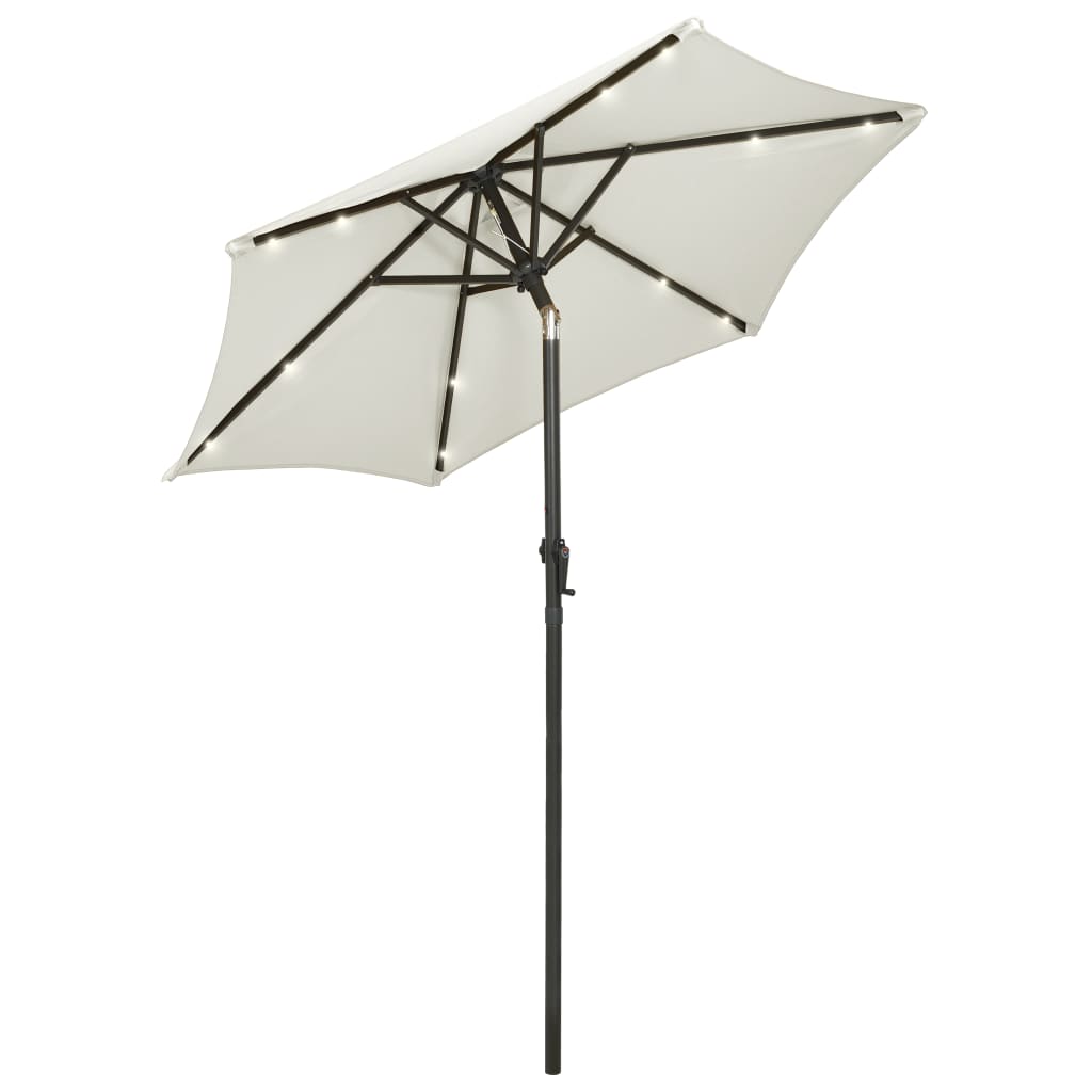 vidaXL Sonnenschirm mit LED-Beleuchtung Sandweiß 200x211 cm Alu