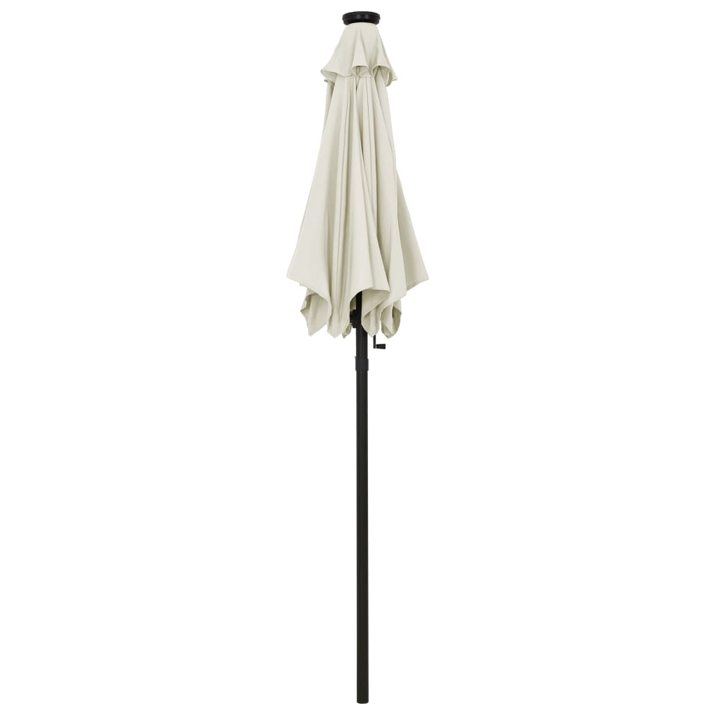 vidaXL Sonnenschirm mit LED-Beleuchtung Sandweiß 200x211 cm Alu