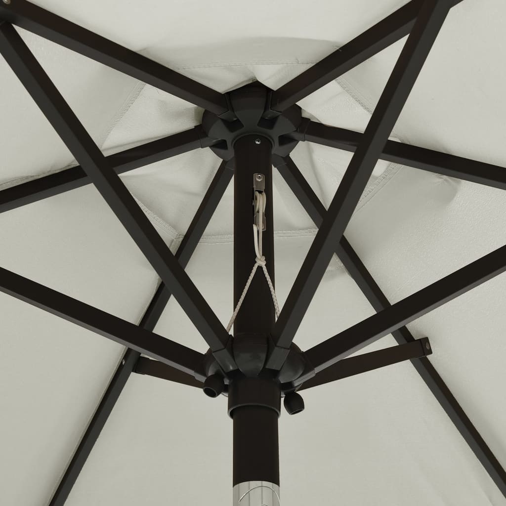 vidaXL Sonnenschirm mit LED-Beleuchtung Sandweiß 200x211 cm Alu