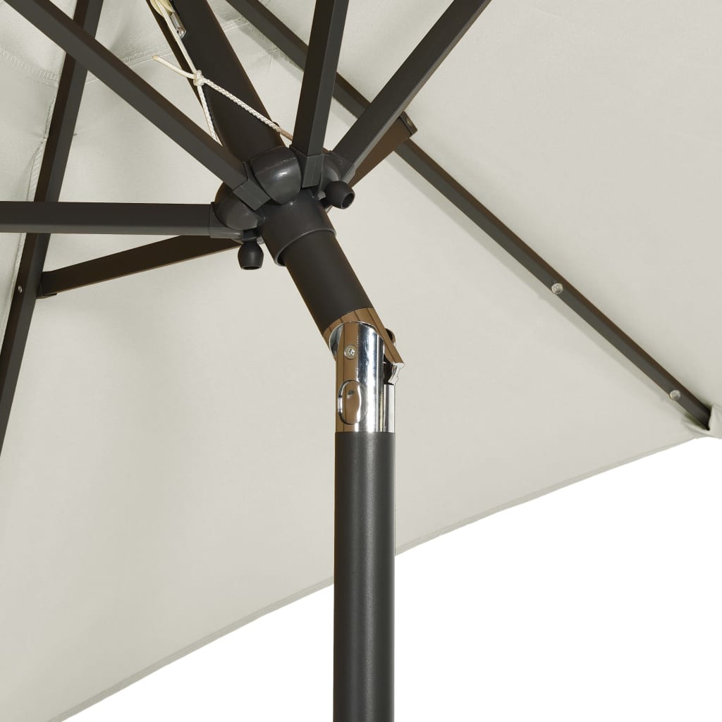 vidaXL Sonnenschirm mit LED-Beleuchtung Sandweiß 200x211 cm Alu