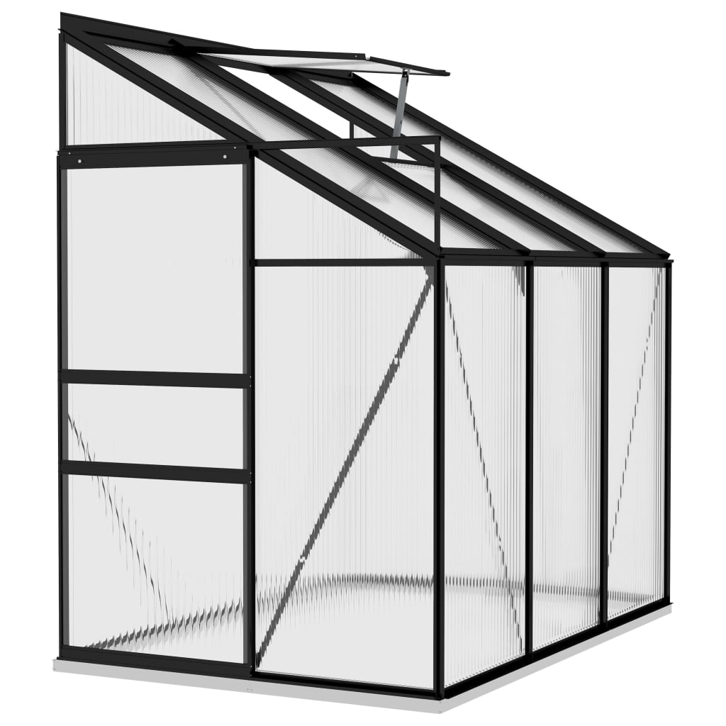 vidaXL Anlehngewächshaus Anthrazit Aluminium 3,97 m³