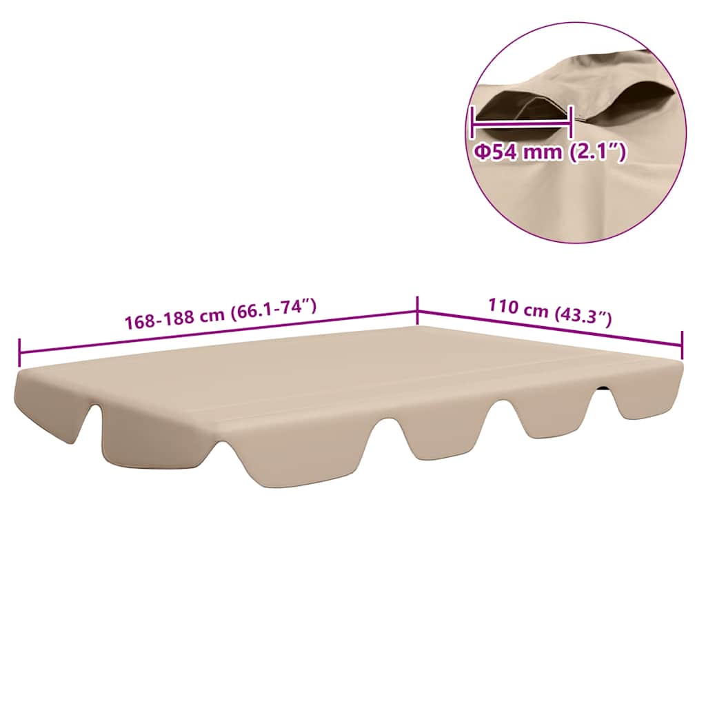 vidaXL Ersatzdach für Hollywoodschaukel Beige 188/168x145/110 cm