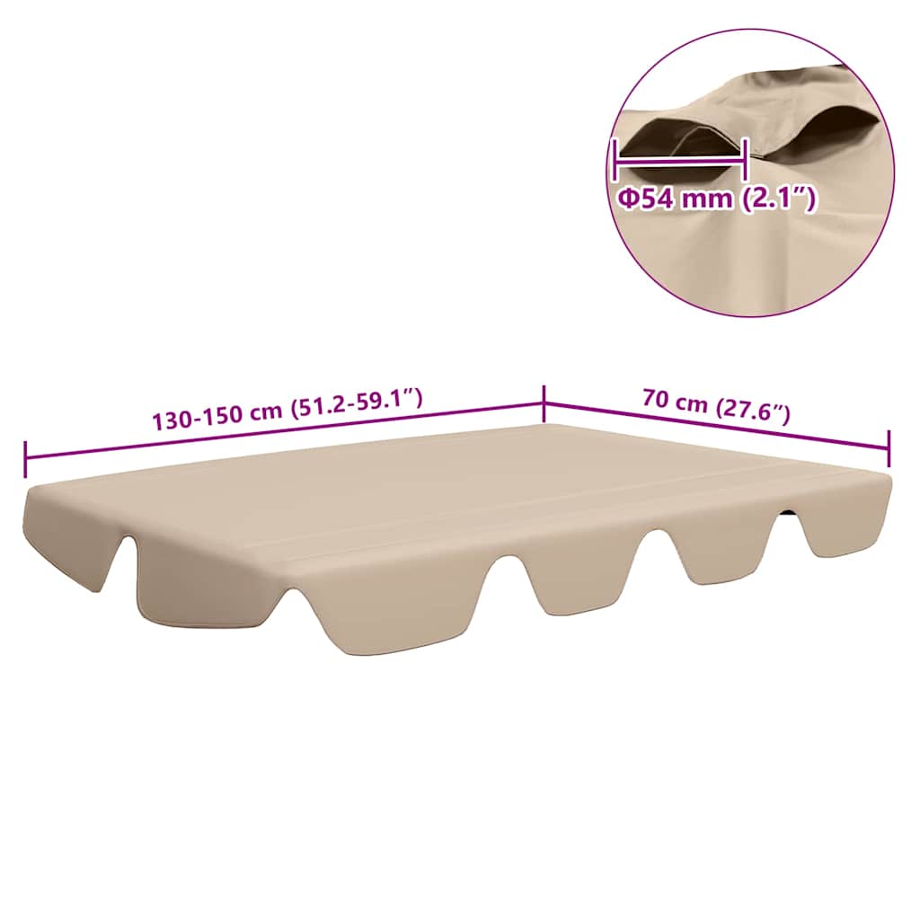 vidaXL Ersatzdach für Hollywoodschaukel Beige 150/130x105/70 cm