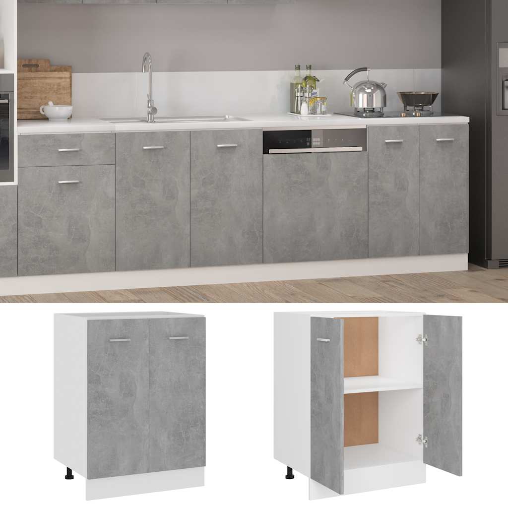 vidaXL Unterschrank Lyon Betongrau 60x46x81,5 cm Holzwerkstoff