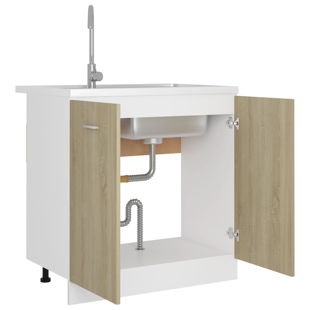 vidaXL Spülenunterschrank Sonoma-Eiche 80x46x81,5 cm Holzwerkstoff